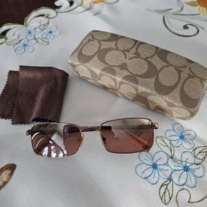 Coach Rectangle Sunglasses — Brown and Gold